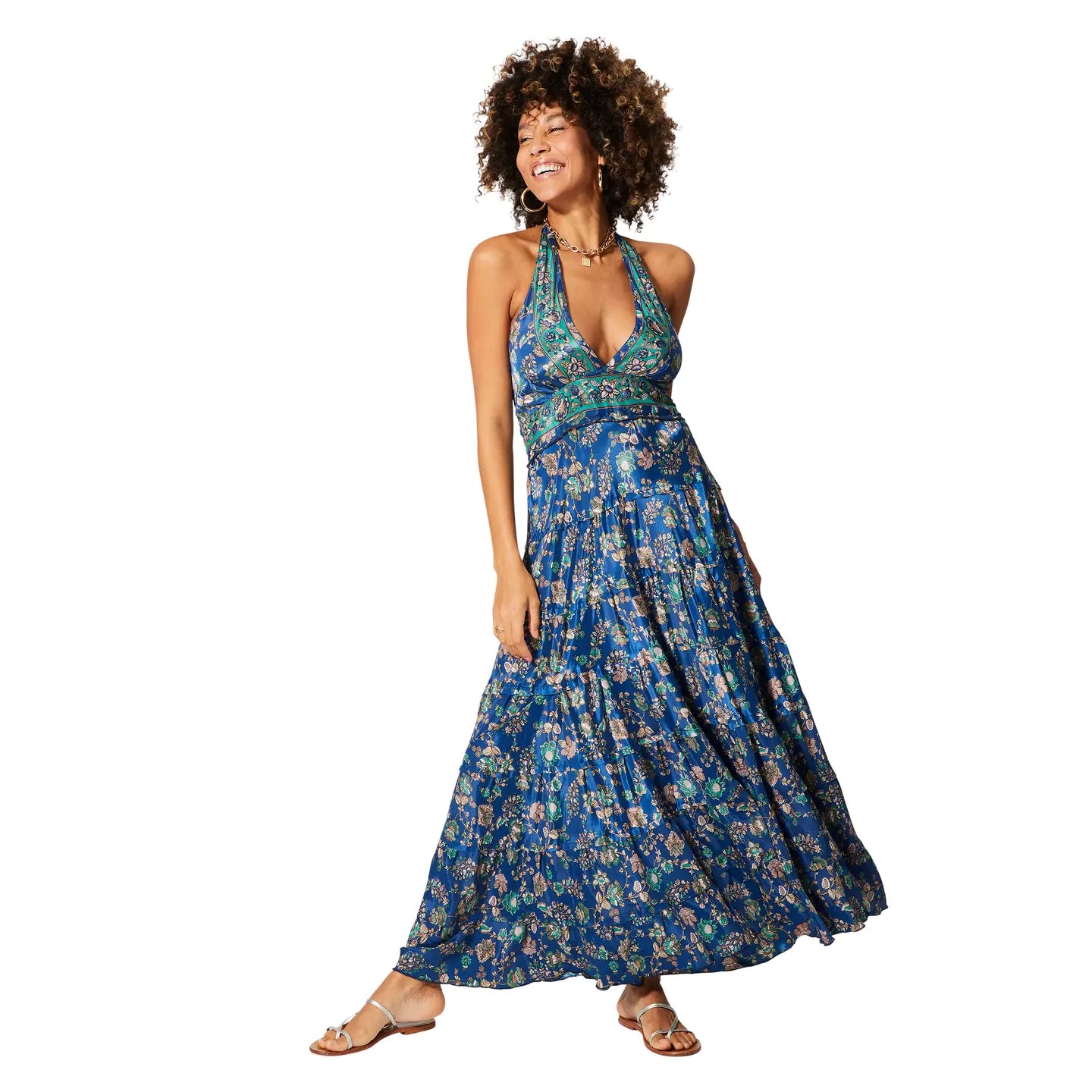 Aller Simplement ROBE ÉTÉ LONGUE SANS MANCHES bleu