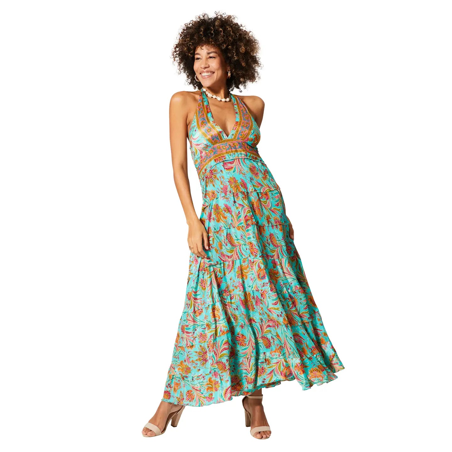 Aller Simplement ROBE ÉTÉ LONGUE SANS MANCHES kaki