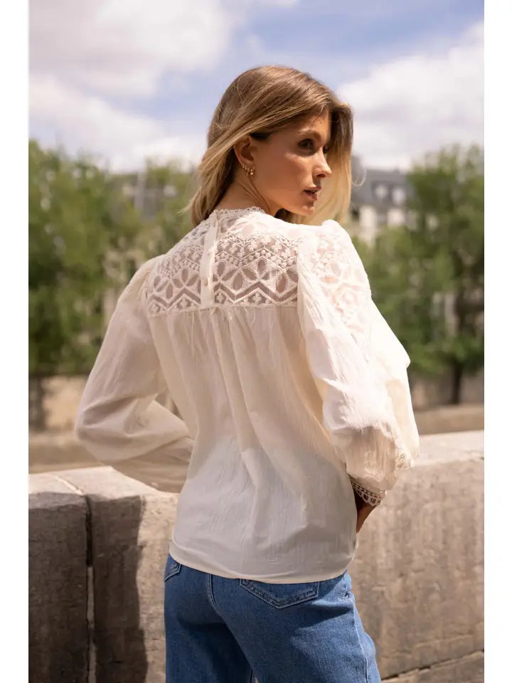 CHOKLATE Blouse Philippa en coton & dentelle - 80997