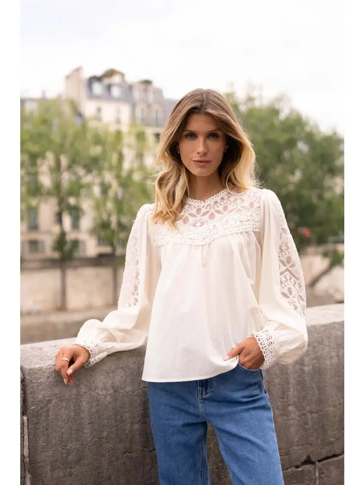 CHOKLATE Blouse Philippa en coton & dentelle - 80997