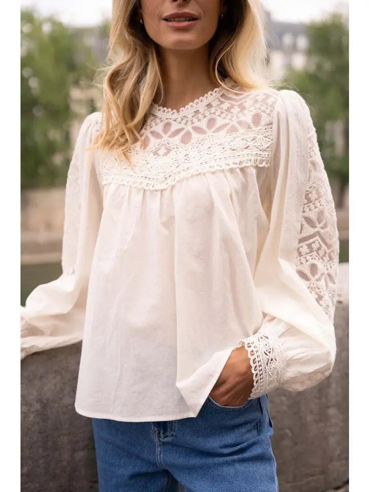 CHOKLATE Blouse Philippa en coton & dentelle - 80997