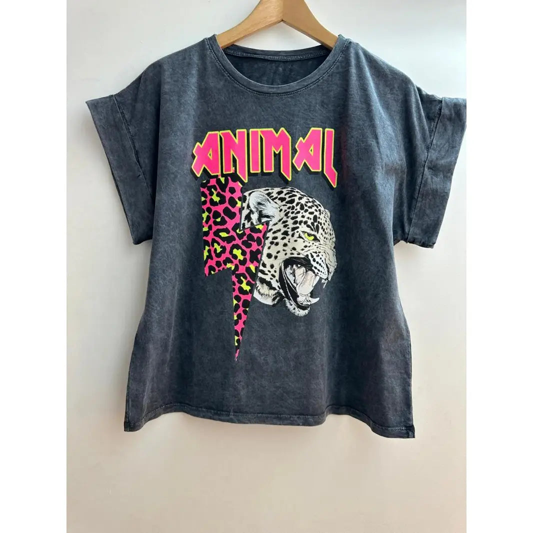 Loriane T-shirt rock imprimé en coton