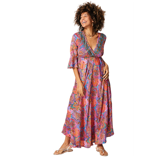 Aller Simplement ROBE ÉTÉ LONGUE MANCHES 3/4 rose