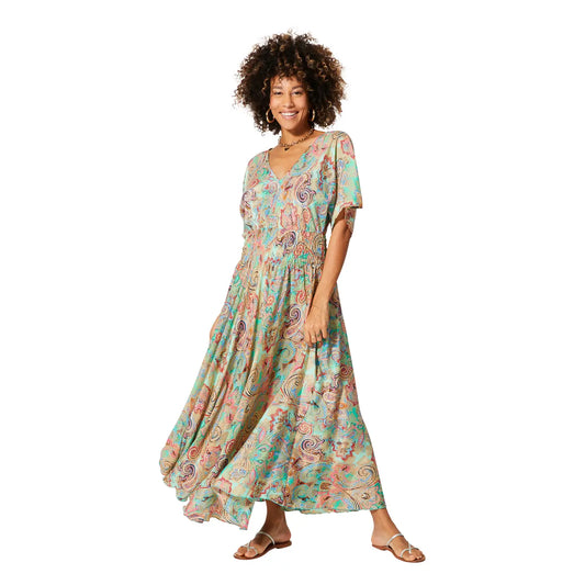 Aller simplement ROBE ÉTÉ LONGUE MANCHES COURTES Pastel