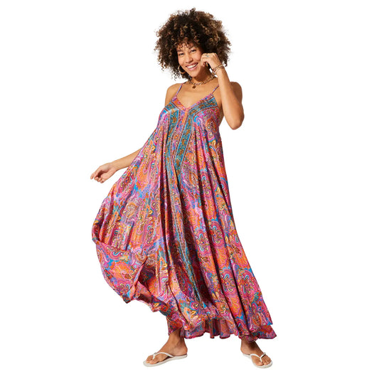 Aller Simplement Robe été longue sans manches. Rose orange