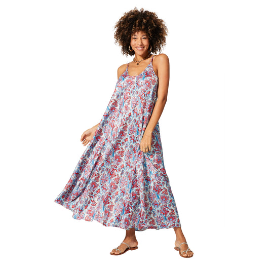 Aller simplement ROBE ÉTÉ LONGUE SANS MANCHES rouge bleu ciel