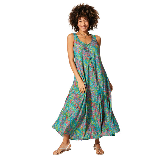 Aller simplement ROBE ÉTÉ LONGUE SANS MANCHES verte à large bretelle