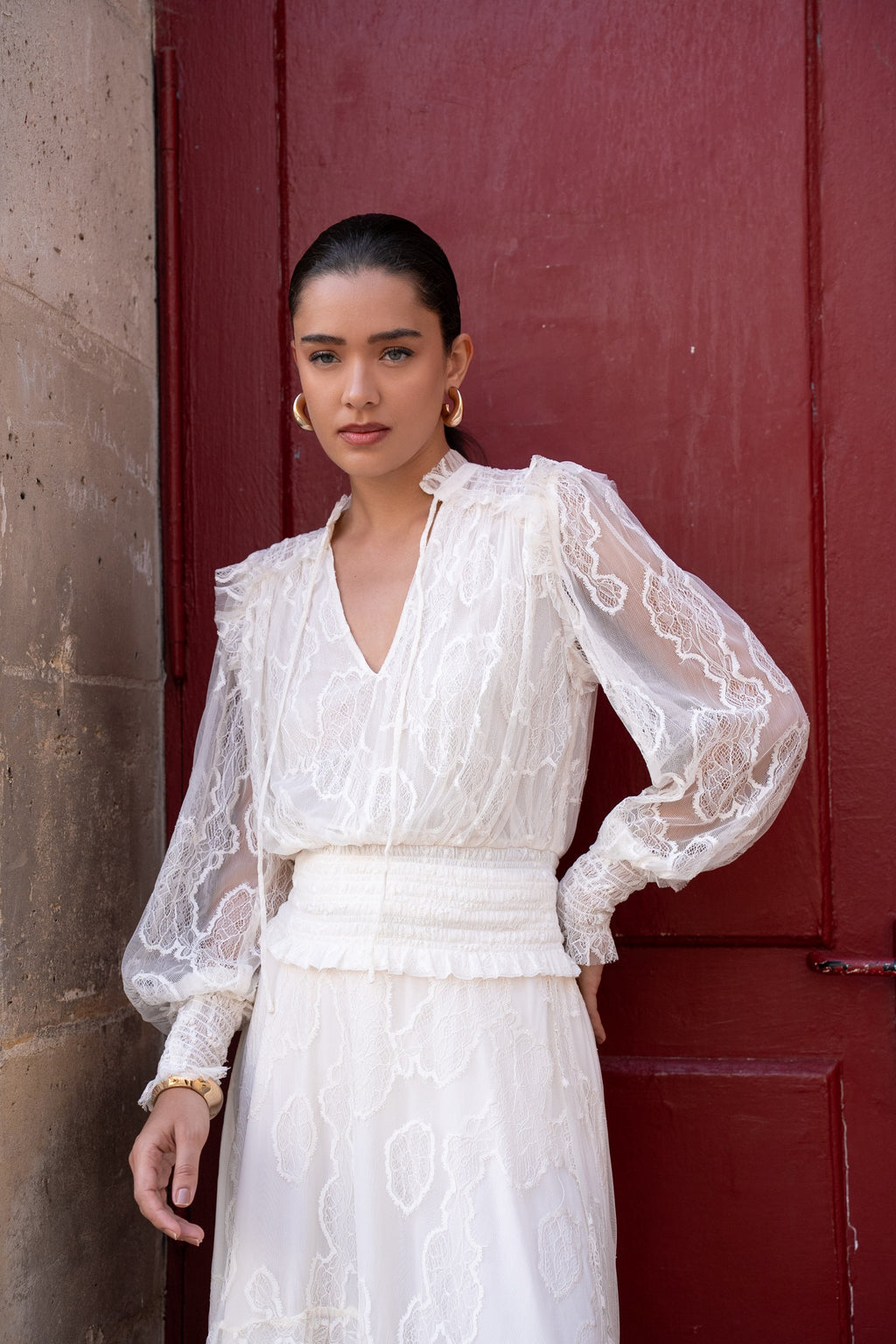 CHOKLATE  Blouse  en dentelle smokée