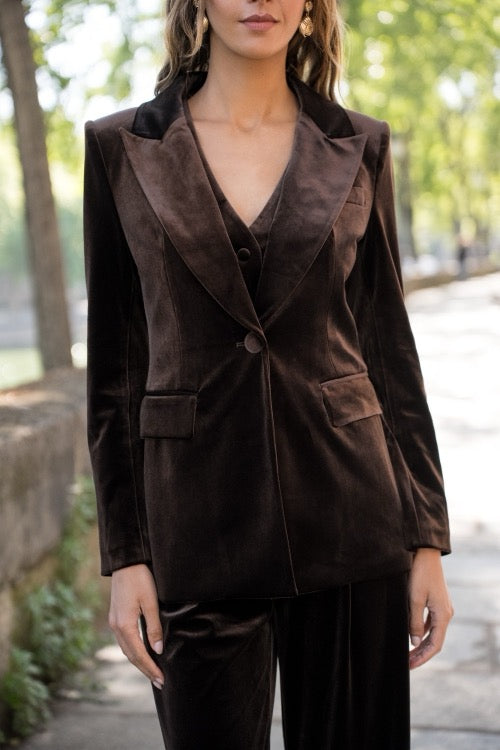 ATTENTIF Veste de costume velours V2228