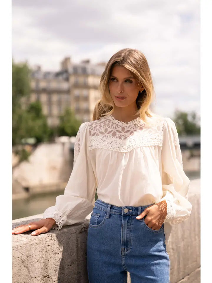 CHOKLATE Blouse Philippa en coton & dentelle - 80997