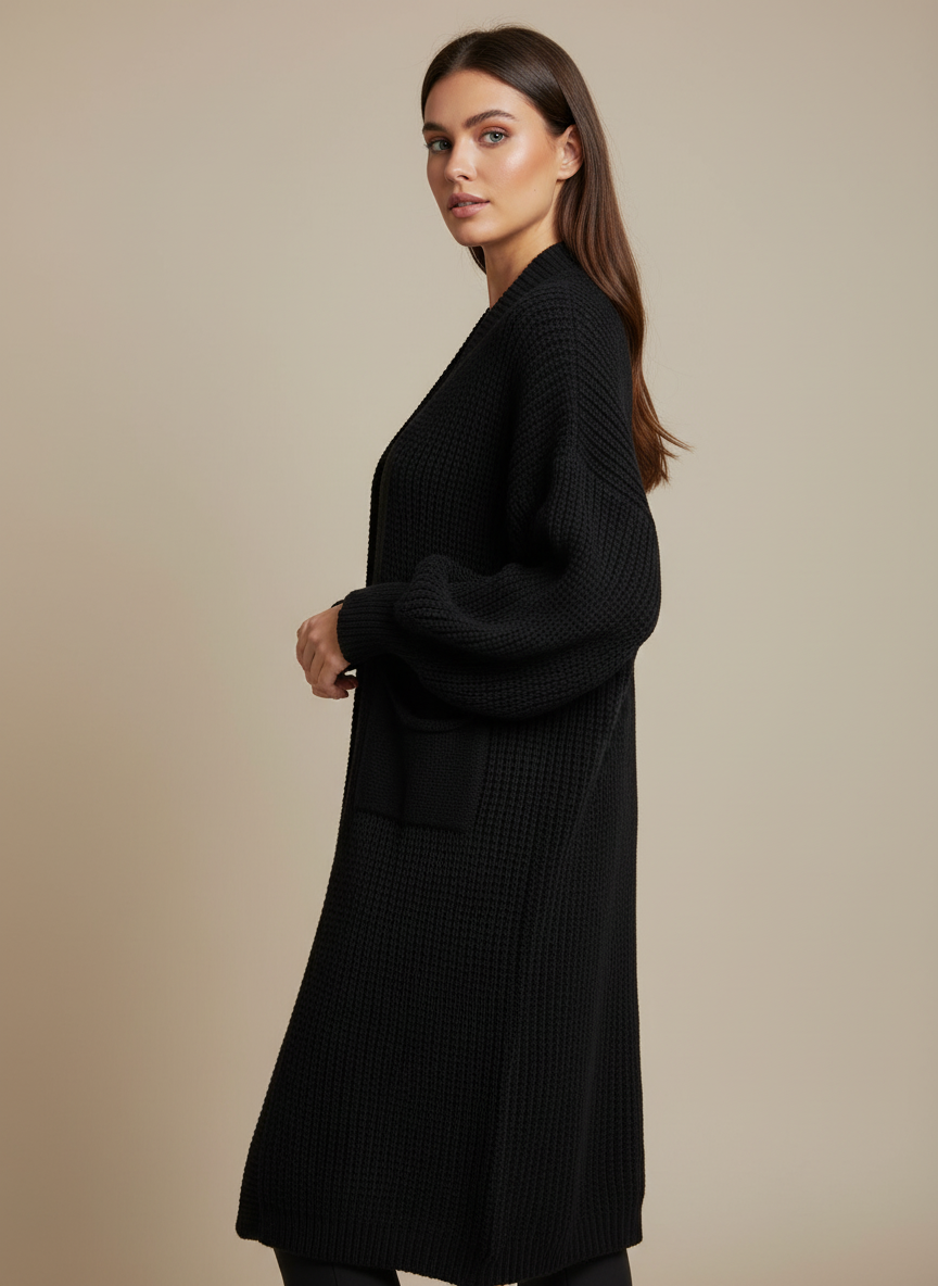 Loriane Gilet long maille noir