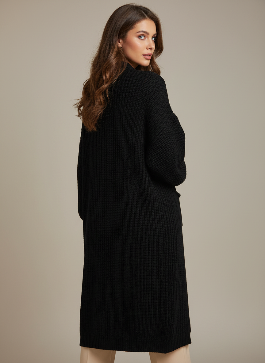 Loriane Gilet long maille noir