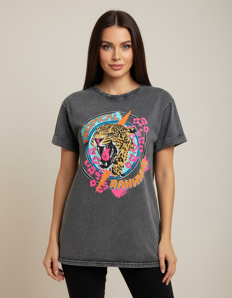 Loriane T-shirt délavé imprimé