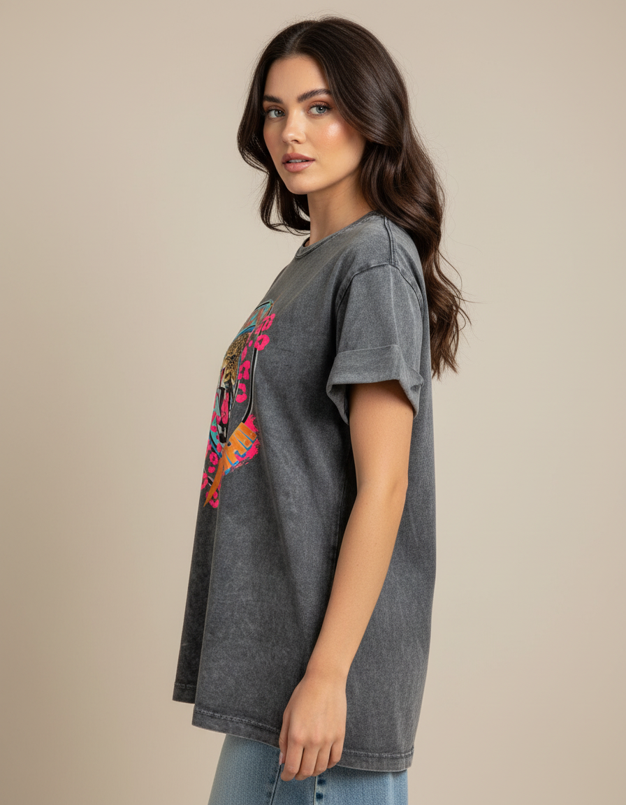 Loriane T-shirt délavé imprimé